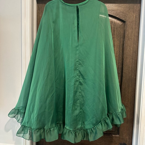 Green High Neck Ruffle Hem Sheer Dress Mac Duggal Ieena - Picture 5 of 5